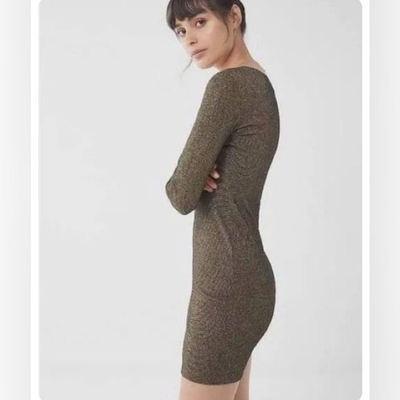 URBAN OUTFITTERS Sparkle Gold Metallic Bodycon Dress Size Large - Picture 1 of 9